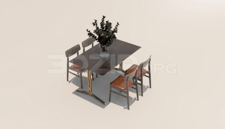 6761. Free 3Ds Max Dining Table And Chair Model Download