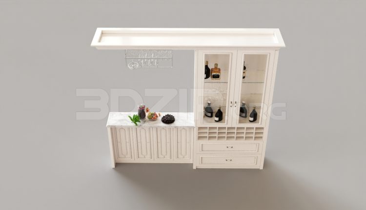 6784. Free 3Ds Max Wine Cabinet Model Download