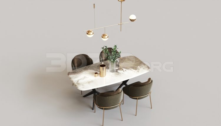6785. Free 3Ds Max Dining Table And Chair Model Download