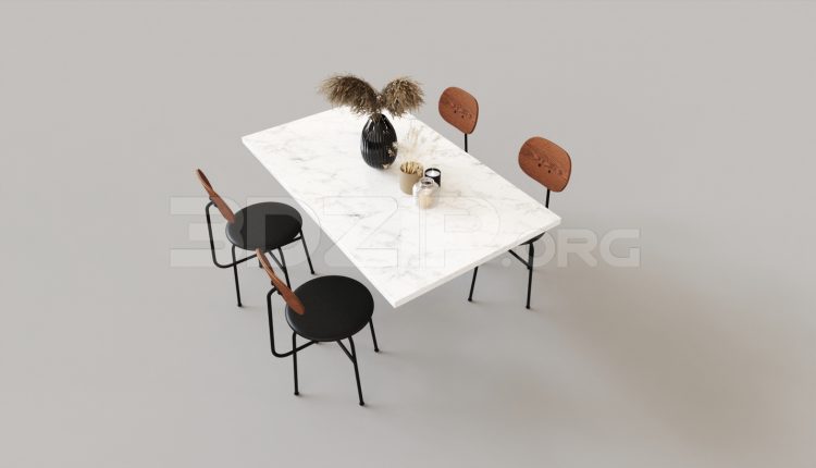 6797. Free 3Ds Max Dining Table And Chair Model Download