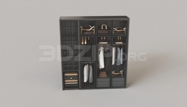 6852. Free 3Ds Max Wine Cabinet Model Download