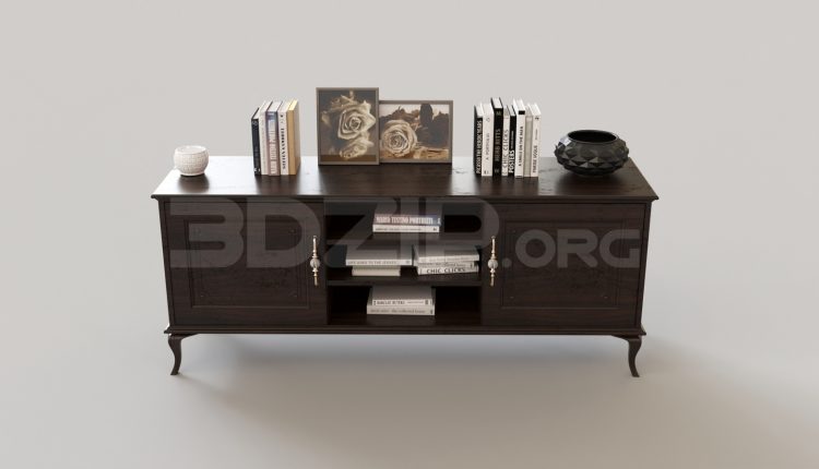 6871. Free 3Ds Max Bookcase Model Download