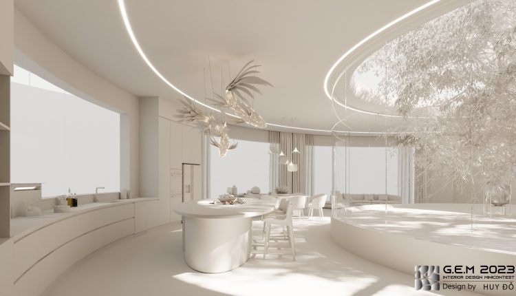 13500. 3Ds Max Living Room – Kitchen Interior Model Download by Do Quang Huy