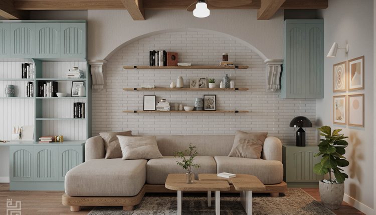 13507. 3Ds Max Living Room – Kitchen Interior Model Download by Tran Hai Yen