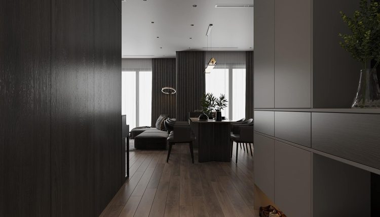 13522. 3Ds Max Living Room – Kitchen Interior Model Download by Huy Vuong