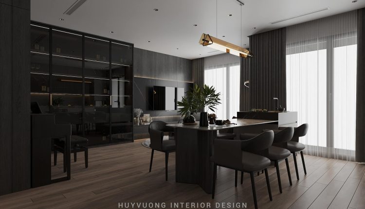 13522. 3Ds Max Living Room – Kitchen Interior Model Download by Huy Vuong