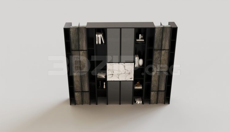 6987. Free 3Ds Max Bookcase Model Download