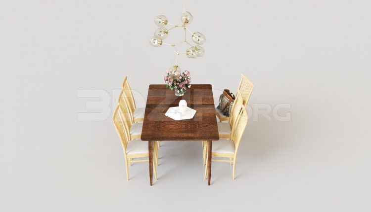 7007. Free 3Ds Max Dining Table And Chair Model Download
