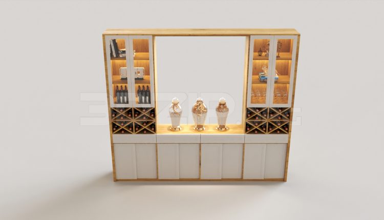 7045. Free 3Ds Max Wine Cabinet Model Download