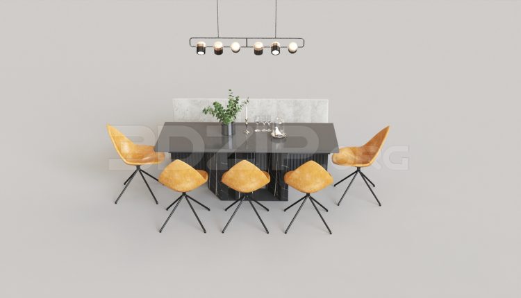 7071. Free 3Ds Max Dining Table And Chair Model Download (2)