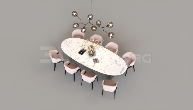 7076. Free 3Ds Max Dining Table And Chair Model Download
