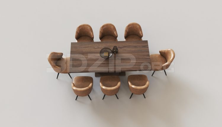 7094. Free 3Ds Max Dining Table And Chair Model Download