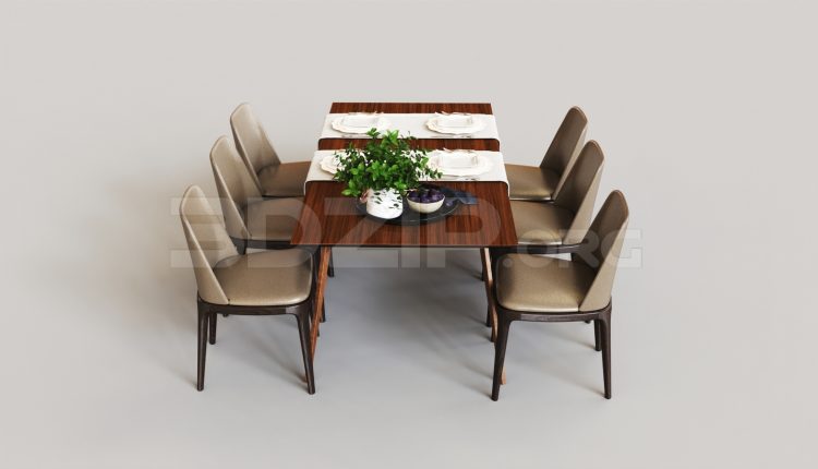 7137. Free 3Ds Max Dining Table And Chair Model Download