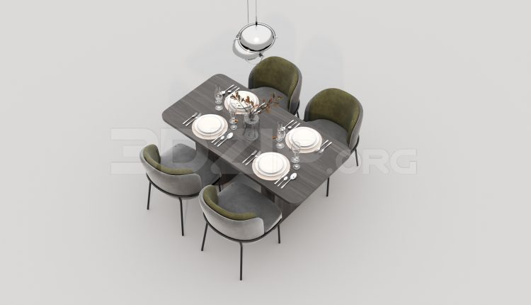 7138. Free 3Ds Max Dining Table And Chair Model Download