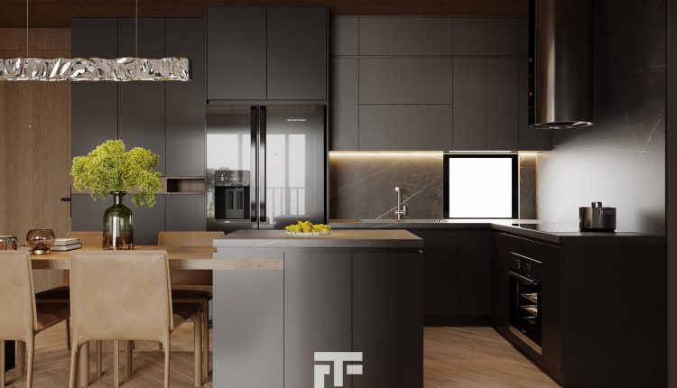 13539. 3Ds Max Living Room – Kitchen Interior Model Download by Nguyen Canh Tuan