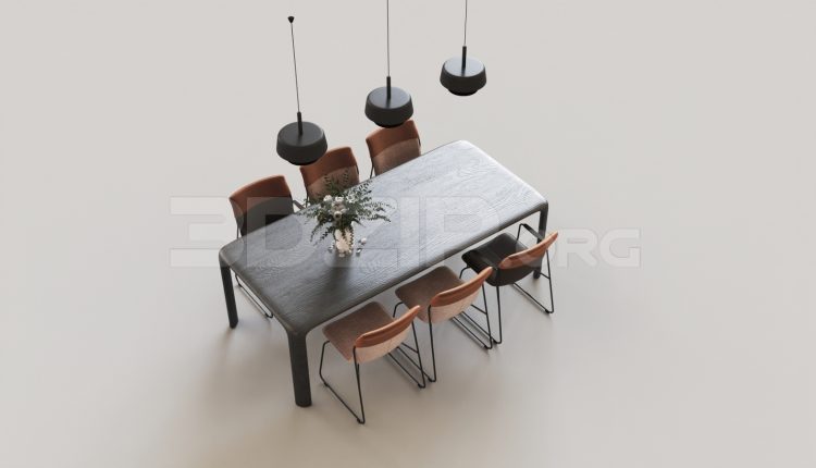 7172. Free 3Ds Max Dining Table And Chair Model Download