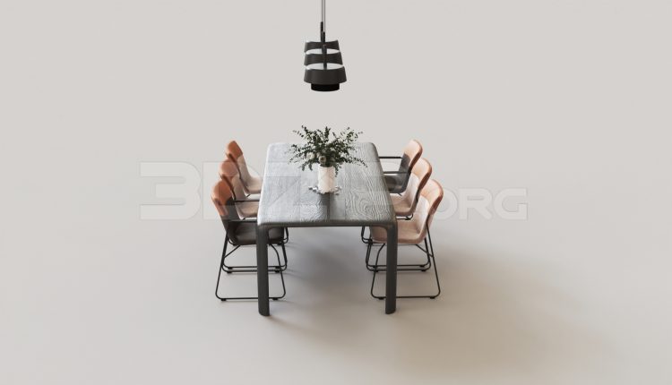 7172. Free 3Ds Max Dining Table And Chair Model Download