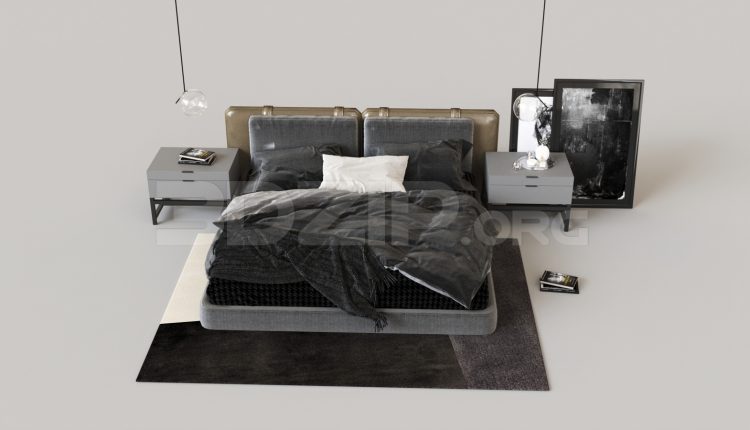 7224. Free 3Ds Max Bed Model Download