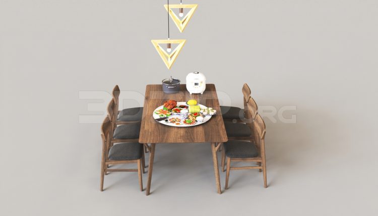 7273. Free 3Ds Max Dining Table And Chair Model Download
