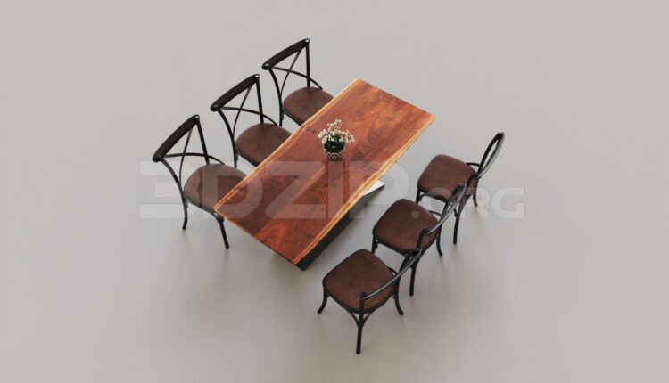 7299. Free 3Ds Max Dining Table And Chair Model Download