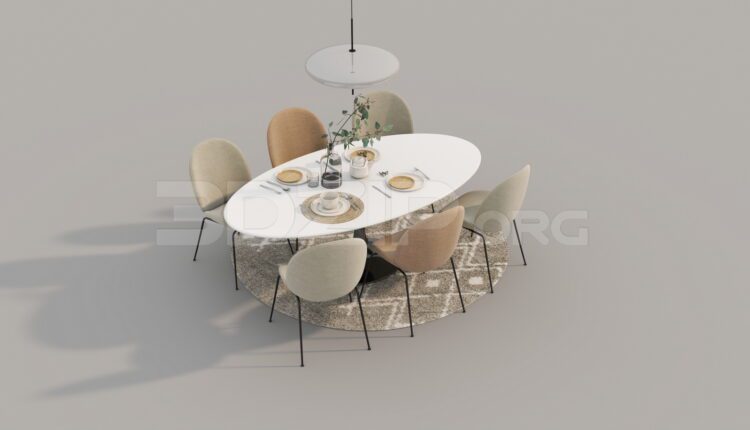 7333. Free 3Ds Max Dining Table And Chair Model Download