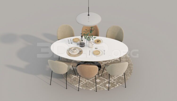 7333. Free 3Ds Max Dining Table And Chair Model Download