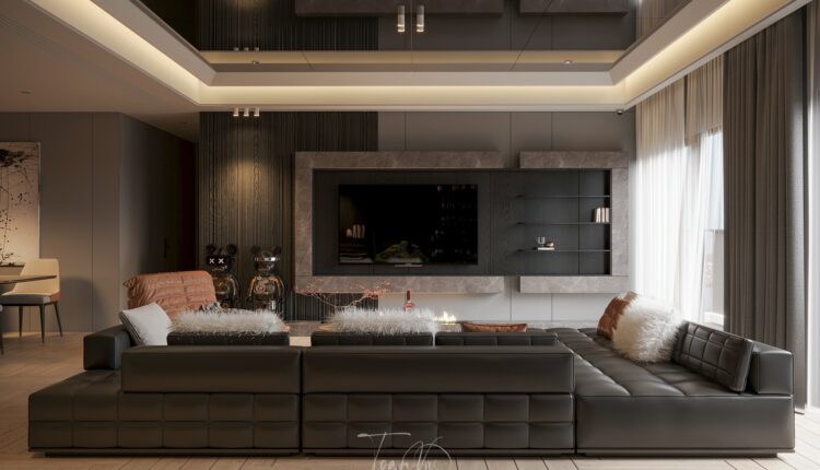 13549. 3Ds Max Living Room – Kitchen Interior Model Download by Toan Vu