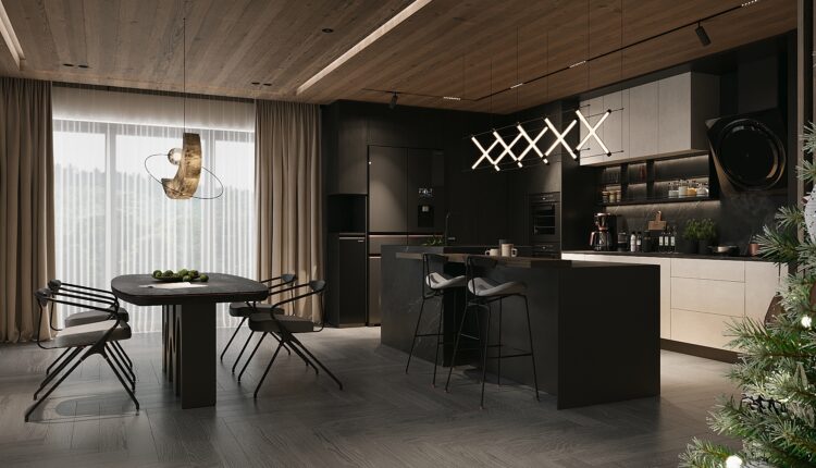 13561. 3Ds Max Living Room – Kitchen Interior Model Download by Tronie Tran