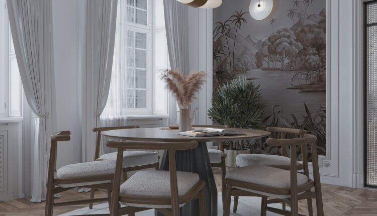 13562. 3Ds Max Living Room – Kitchen Interior Model Download by Vu Thanh Tung