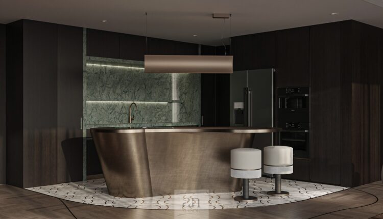 13563. 3Ds Max Living Room – Kitchen Interior Model Download by Huyen Khanh Tran