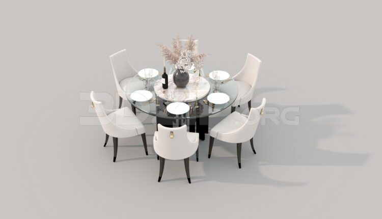 7414. Free 3Ds Max Dining Table And Chair Model Download