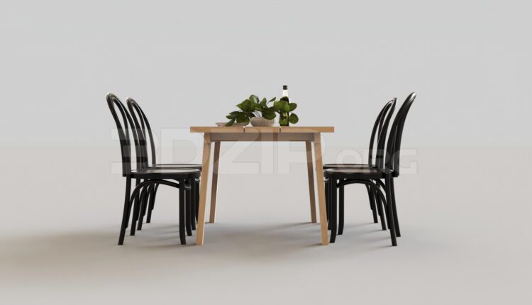 7427. Free 3Ds Max Dining Table And Chair Model Download