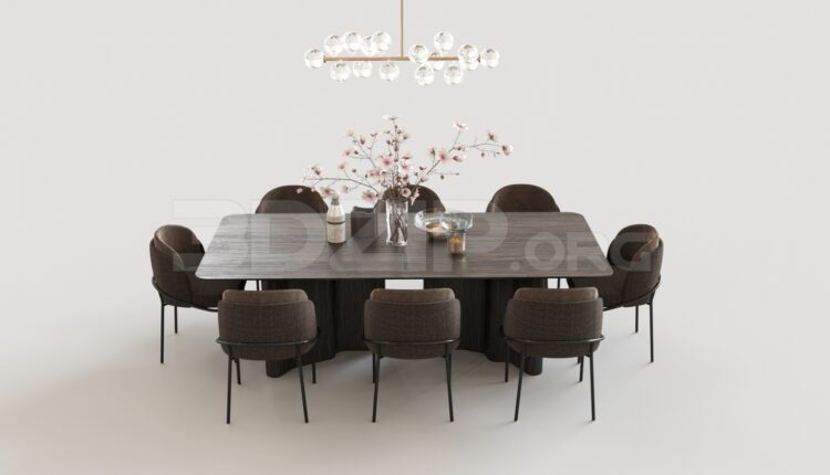 7445. Free 3Ds Max Dining Table And Chair Model Download