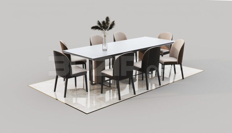 7466. Free 3Ds Max Dining Table And Chair Model Download