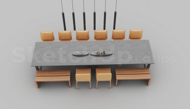 7488. Free 3Ds Max Dining Table And Chair Model Download