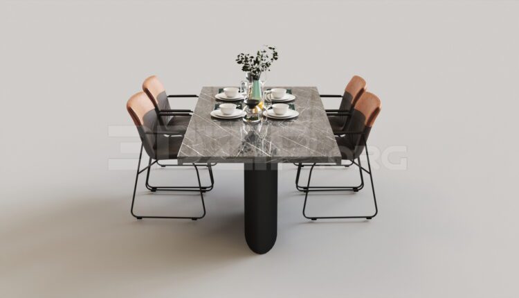 7491. Free 3Ds Max Dining Table And Chair Model Download
