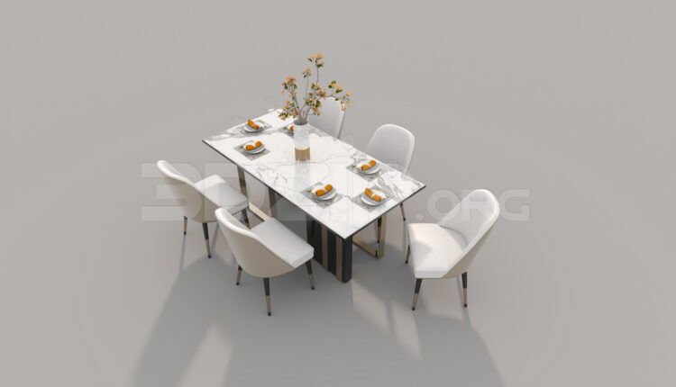 7618. Free 3Ds Max Dining Table And Chair Model Download (1)