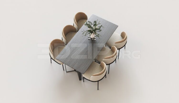 7631. Free 3Ds Max Dining Table And Chair Model Download (2)