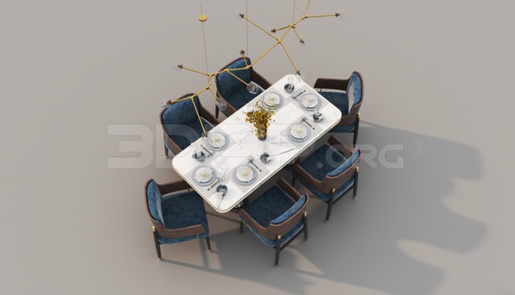 7641. Free 3Ds Max Dining Table And Chair Model Download