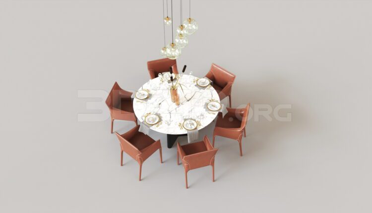 7683. Free 3Ds Max Dining Table And Chair Model Download