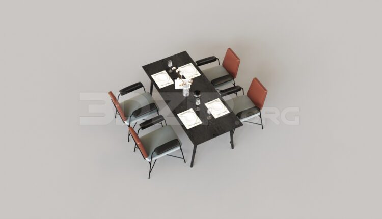 7686. Free 3Ds Max Dining Table And Chair Model Download