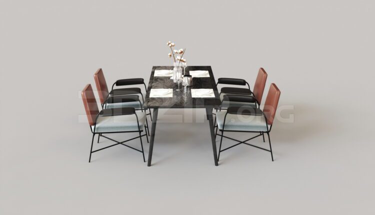 7686. Free 3Ds Max Dining Table And Chair Model Download