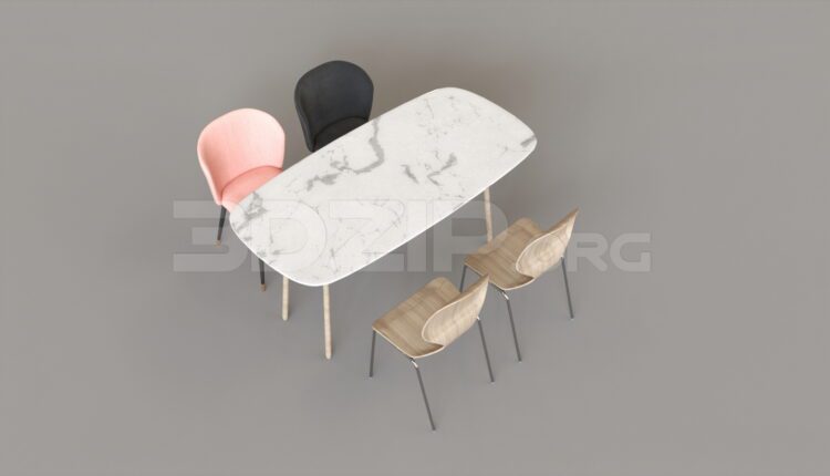 7693. Free 3Ds Max Dining Table And Chair Model Download