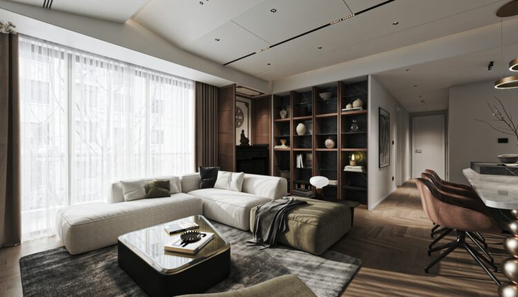 13581. 3Ds Max Living Room – Kitchen Interior Model Download by Duc Nguyen