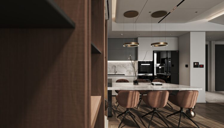 13581. 3Ds Max Living Room – Kitchen Interior Model Download by Duc Nguyen