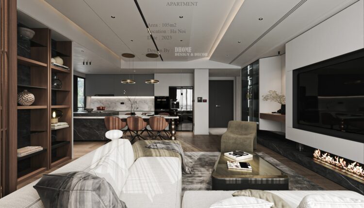 13581. 3Ds Max Living Room – Kitchen Interior Model Download by Duc Nguyen