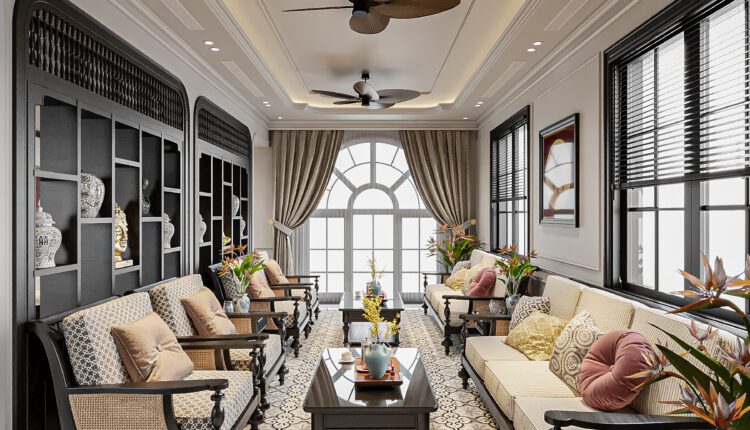 13584. 3Ds Max Indochine Villa Interior Model Download by Nguyen Tuan