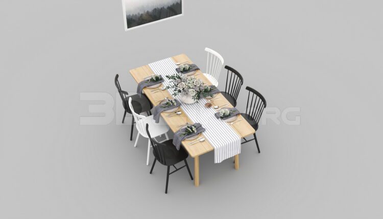 7725. Free 3Ds Max Dining Table And Chair Model Download