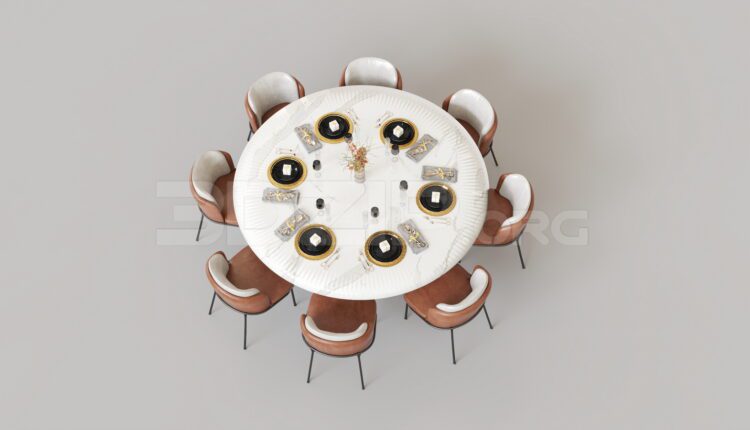 7734. Free 3Ds Max Dining Table And Chair Model Download