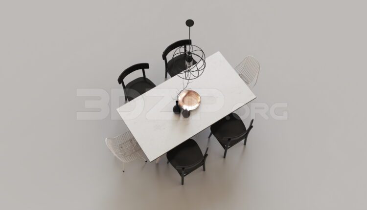 7761. Free 3Ds Max Dining Table And Chair Model Download